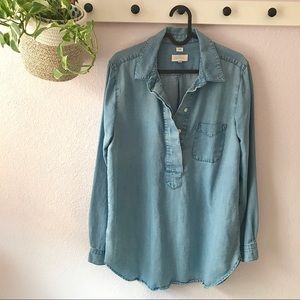 Loft Softened Chambray Popover Tunic M